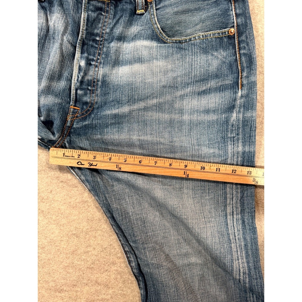 Levis 501 Authentic Jeans Mens 36x34 Blue Whiskering Denim Cotton Logo Mid Rise - Picture 14 of 16